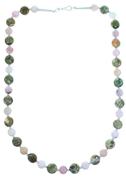 Genuine Sterling Silver Multicolor Choker Bead Necklace RX114630